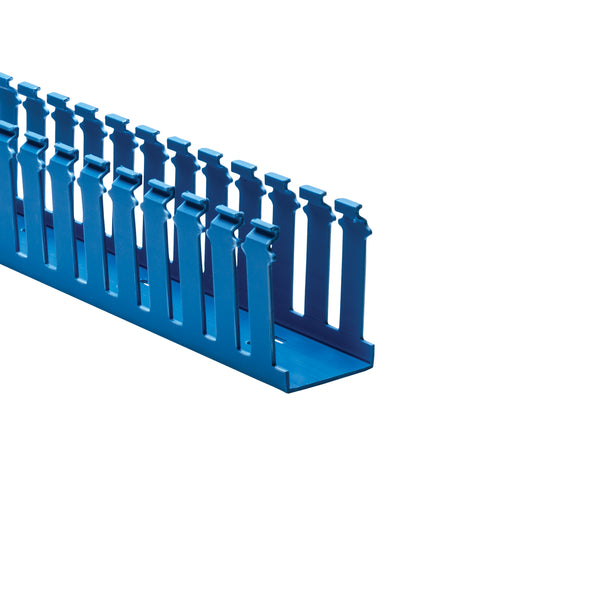 Hellermann Tyton 181-23004 Slotted Wall Wiring Duct, 2 x 3", 6 ft Sticks, Non-Adhesive, PVC, Intrinsic Blue, 60ft/ctn