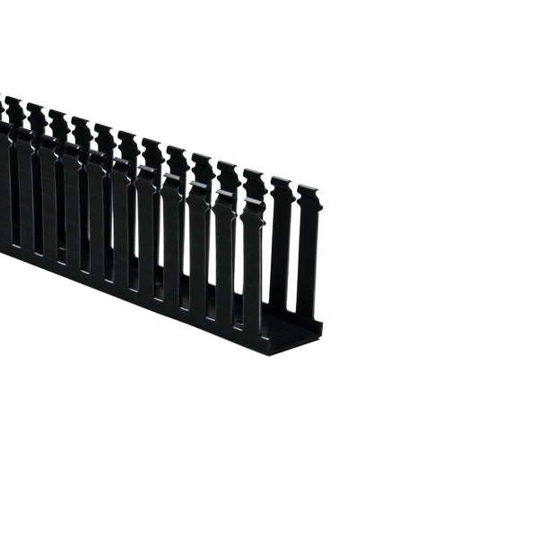 Hellermann Tyton 181-24005 Slotted Wall Wiring Duct, 2 x 4", 6 ft Sticks, Non-Adhesive, PVC, Black, 30 ft/box, 120ft/ctn