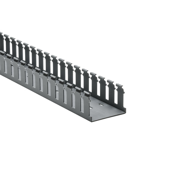 Hellermann Tyton 181-32005 Slotted Wall Wiring Duct, 3 x 2", 6 ft Sticks, Non-Adhesive, PVC, Gray, 30 ft/box, 120ft/ctn