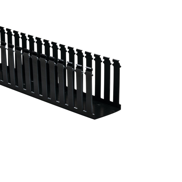 Hellermann Tyton 181-34002 Slotted Wall Wiring Duct, 3 x 4", 6 ft Sticks, Non-Adhesive, PVC, Black, 60ft/ctn