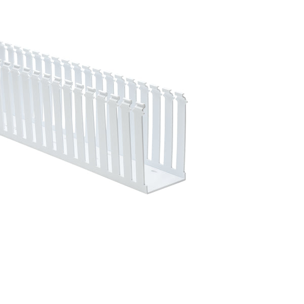 Hellermann Tyton 181-00560 Slotted Wall Wiring Duct, 3 x 5", 6 ft Sticks, Non-Adhesive, PVC, White, 120ft/ctn