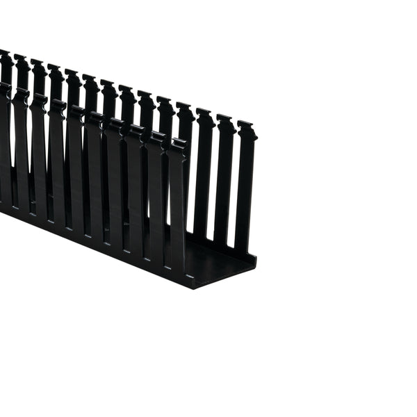 Hellermann Tyton 181-35002 Slotted Wall Wiring Duct, 3 x 5", 6 ft Sticks, Non-Adhesive, PVC, Black, 120ft/ctn
