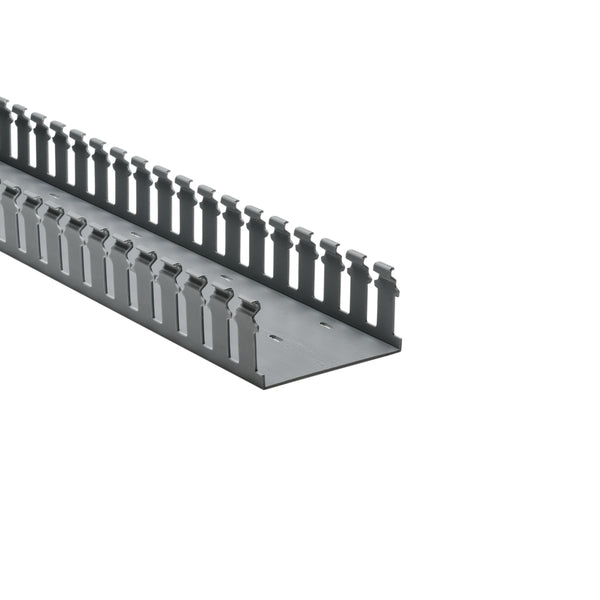 Hellermann Tyton 181-42008 Slotted Wall Wiring Duct, 4 x 2", 6 ft Sticks, Non-Adhesive, PVC, Gray, 120ft/ctn