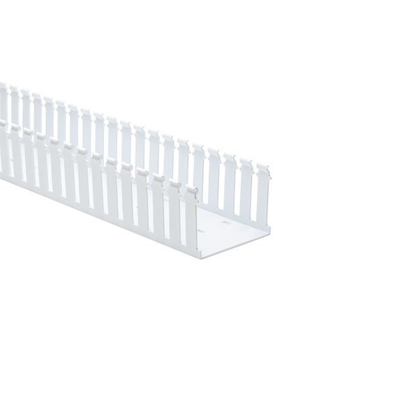 Hellermann Tyton 181-43006 Slotted Wall Wiring Duct, 4 x 3", 6 ft Sticks, Non-Adhesive, PVC, White, 120ft/ctn