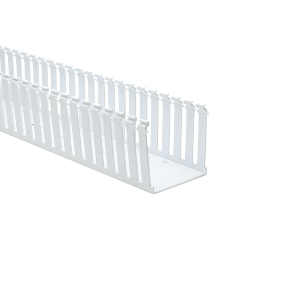 Hellermann Tyton 181-44031 Slotted Wall Wiring Duct, 4 x 4", 6 ft Sticks, Non-Adhesive, PVC, White, 60ft/ctn
