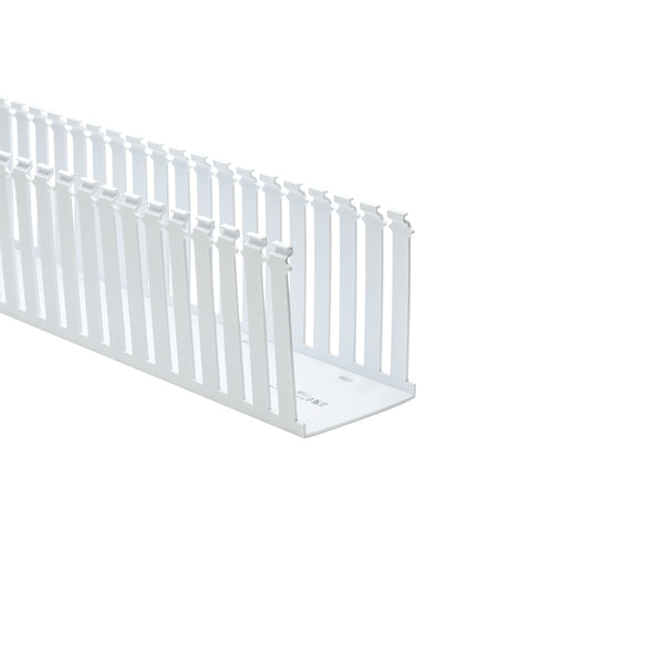 Hellermann Tyton 181-45011 Slotted Wall Wiring Duct, 4 x 5", 6 ft Sticks, Non-Adhesive, PVC, White, 60ft/ctn