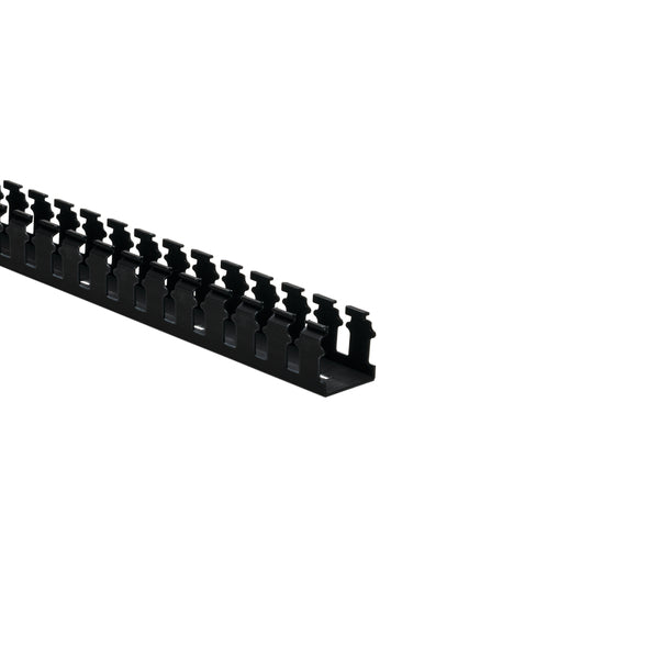 Hellermann Tyton 181-00027 Slotted Wall Wiring Duct, 1.5 x 1.5", 6 ft Sticks, Adhesive, PVC, Black, 120ft/ctn