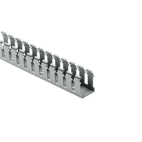 Hellermann Tyton 181-15210 Slotted Wall Wiring Duct, 1.5 x 2", 6 ft Sticks, Adhesive, PVC, Gray, 30 ft/box, 120ft/ctn