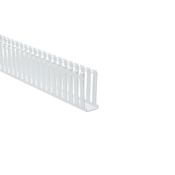 Hellermann Tyton 181-00578 Slotted Wall Wiring Duct, 1.5 x 4", 6 ft Sticks, Adhesive, PVC, White, 60ft/ctn