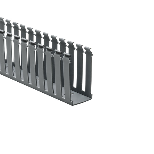 Hellermann Tyton 181-24013 Slotted Wall Wiring Duct, 2 x 4", 6 ft Sticks, Adhesive, PVC, Gray, 60ft/ctn