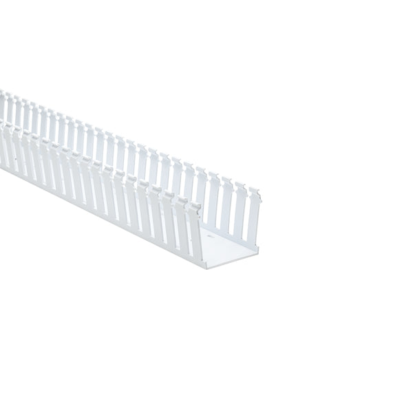 Hellermann Tyton 181-33022 Slotted Wall Wiring Duct, 3 x 3", 6 ft Sticks, Adhesive, PVC, White, 120ft/ctn