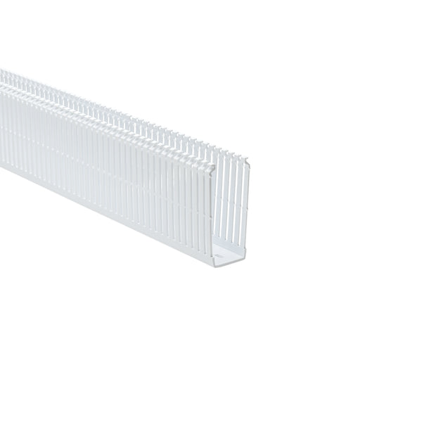 Hellermann Tyton 184-15403 High-Density Slotted Wall Wiring Duct, 1.5 x 4", 6 ft Sticks, Non-Adhesive, PVC, White, 60ft/ctn