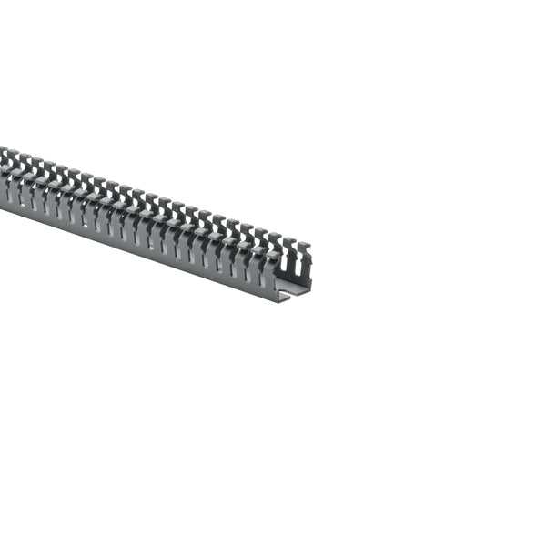Hellermann Tyton 184-22208 Slotted Wall Wiring Duct, 1 x 1", 7 ft Sticks, Non-Adhesive, PVC, Gray, 140ft/ctn