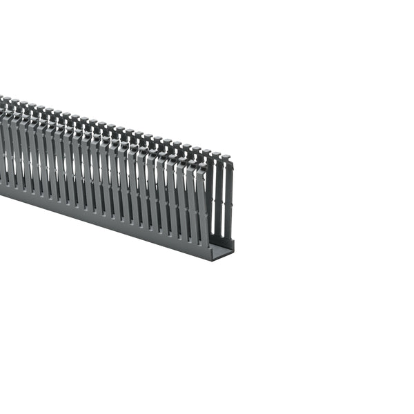 Hellermann Tyton 184-13005 High-Density Slotted Wall Wiring Duct, 1 x 3", 6 ft Sticks, Non-Adhesive, PVC, Gray, 120ft/ctn