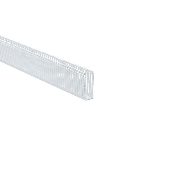 Hellermann Tyton 184-13006 High-Density Slotted Wall Wiring Duct, 1 x 3", 6 ft Sticks, Non-Adhesive, PVC, White, 30 ft/box, 120ft/ctn