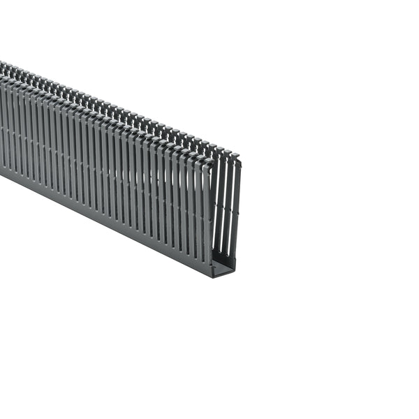 Hellermann Tyton 184-14002 High-Density Slotted Wall Wiring Duct, 1 x 4", 6 ft Sticks, Non-Adhesive, PVC, Gray, 60ft/ctn