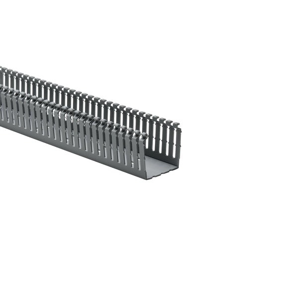 Hellermann Tyton 184-22000 High-Density Slotted Wall Wiring Duct, 2 x 2", 6 ft Sticks, Non-Adhesive, PVC, Gray, 30 ft/box, 120ft/ctn