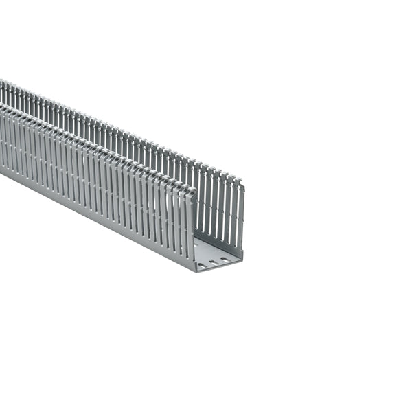 Hellermann Tyton 184-23000 High-Density Slotted Wall Wiring Duct, 2 x 3", 6 ft Sticks, Non-Adhesive, PVC, Gray, 30 ft/box, 120ft/ctn