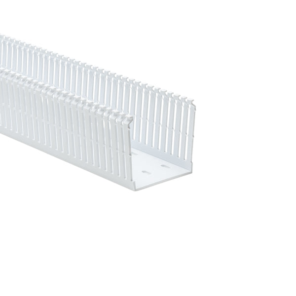 Hellermann Tyton 184-33004 High-Density Slotted Wall Wiring Duct, 3 x 3", 6 ft Sticks,  Non-Adhesive, PVC, White, 60ft/ctn
