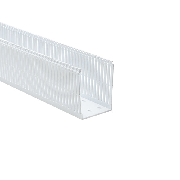 Hellermann Tyton 181-00669 High-Density Slotted Wall Wiring Duct, 4 x 5", 6 ft Sticks,  Adhesive, PVC, White, 60ft/ctn