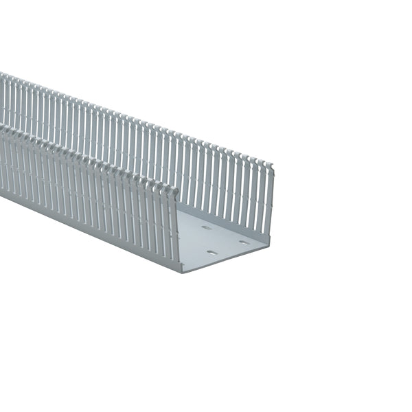 Hellermann Tyton 184-43003 High-Density Slotted Wall Wiring Duct, 4 x 3", 6 ft Sticks,  Non-Adhesive, PVC, White, 120ft/ctn