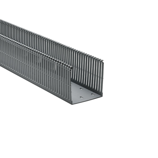 Hellermann Tyton 184-44000 High-Density Slotted Wall Wiring Duct, 4 x 4", 6 ft Sticks, Non-Adhesive, PVC, Gray, 30 ft/box, 120ft/ctn