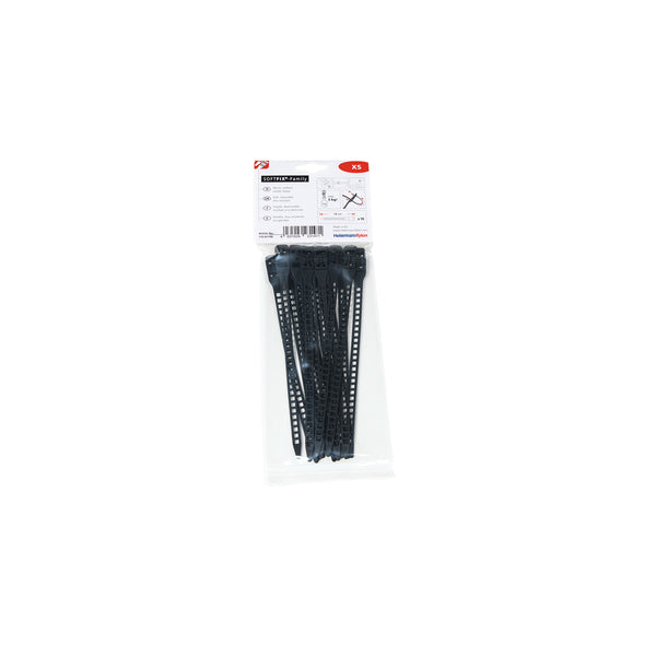 Hellermann Tyton 115-07190 Cable Tie without Serration, 7" Long, Flexible TPU, Black, 16/pkg