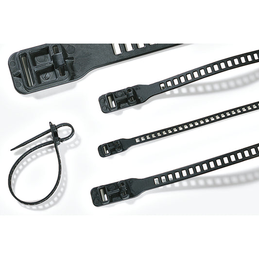 Hellermann Tyton 115-07189 Cable Tie without Serration, 7.0" Long, Flexible TPU, Black, 50/pkg