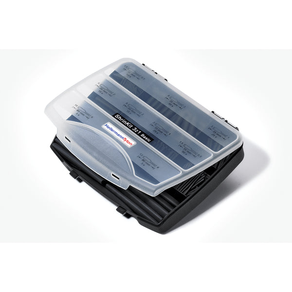 Hellermann Tyton 380-03001 Heat Shrink Tubing, 3:1 Basic Kit, assorted Dia & lengths, PO Black, 220 Pieces/pkg