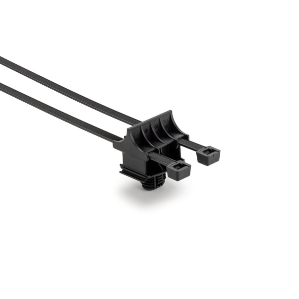Hellermann Tyton 156-03950 3-Piece Cable Tie with Oval Fir Tree Standoff Mount, Unassembled, 15"L, 12x17mm Hole, PA66HIRHSUV, Black, 500/ctn