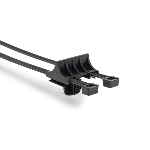 Hellermann Tyton 156-04007 3-Piece Cable Tie with Oval Fir Tree Mount, Unassembled Set, 15"L, 12x17mm Hole, PA66HIRHSUV, Black, 500/ctn