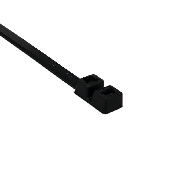 Hellermann Tyton 117-00015 Double-Head Cable Tie, 15.7" Long, 120lb Tensile Strength, PA66HS, Black, 500/pkg