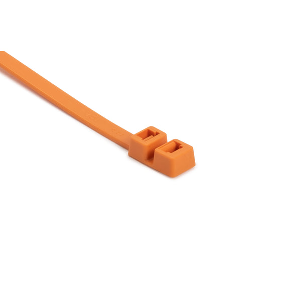 Hellermann Tyton 117-00028 Double-Head Cable Tie, 15.7" Long, 120lb Tensile Strength, PA66HIRHS, Orange, 1000/pkg