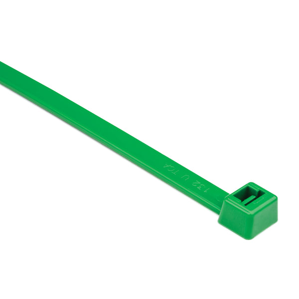 Hellermann Tyton T120R5H4 Heavy Duty MilSpec Cable Tie, 15" Long, MS3367, UL Rated, 120lb Tensile Strength, PA66, Green, 500/pkg