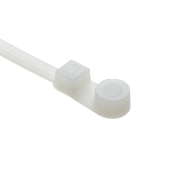 Hellermann Tyton T18MR9C2 1-Piece Cable Tie with Screw Mount, 4.3" Long, #4 Screw, 0.79" Max Bundle Dia, 18lb, PA66, Natural, 100/pkg