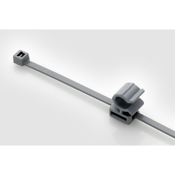 Hellermann Tyton 156-00013 2-Piece Cable Tie with Pipe Clip, 6.0" Long, Attaches to Diameter 0.16 - 1.2", PA66HS, Black, 500/pkg