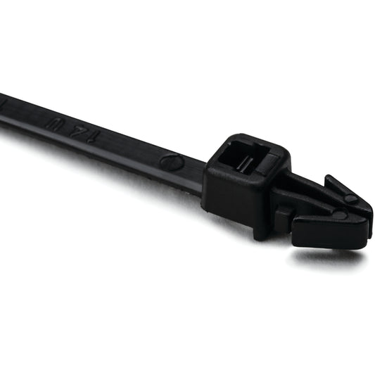 Hellermann Tyton T30RSF0M4 1-Piece Cable Tie with Arrowhead Mount, 6.3"L, 30lb, 0.04 - 0.09" Panel Thickness, PA66HS, Black, 1000/pkg
