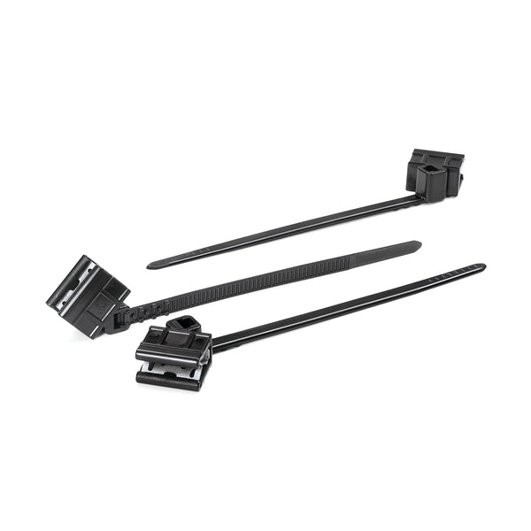 Hellermann Tyton 133-00059 1-Piece Cable Tie with Edge Clip, 3.5" Long, EC5, Panel Thickness 0.04 - 0.12", 50 lb, PA66HS, Black, 500/bg