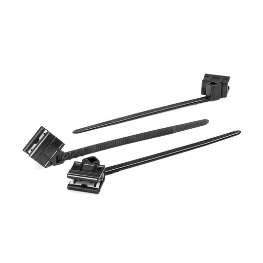 Hellermann Tyton 133-00059 1-Piece Cable Tie with Edge Clip, 3.5" Long, EC5, Panel Thickness 0.04 - 0.12", 50 lb, PA66HS, Black, 500/bg