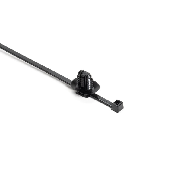 Hellermann Tyton 156-02265 2-Piece Cable Tie with Oval Fir Tree, Unassembled Set, 6.2 x 12.2 mm;6.5 x 12.5 mm;6.5 x 13.0 mm; or 7.0 x 12.0 mm Mounting Hole, PA66HIRHSUV, Black, 3000/ctn