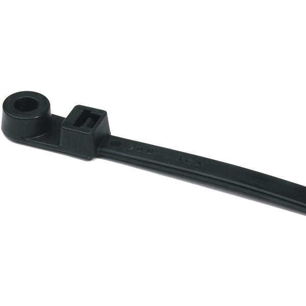 Hellermann Tyton T50MR0HSM4 1-Piece Cable Tie with Screw Mount, 8.5" Long, #10 Screw, 1.8" Max Bundle Dia, 50lb, PA66HS, Black 1000/pkg