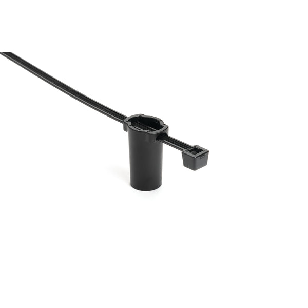 Hellermann Tyton 156-01296 2-Piece Cable Tie with Oval Stud Mount, 8.0" Long, 50lb Tensile, With Thumb Bar, PA66HS/PA66HIRHSUV, Black, 2000/box