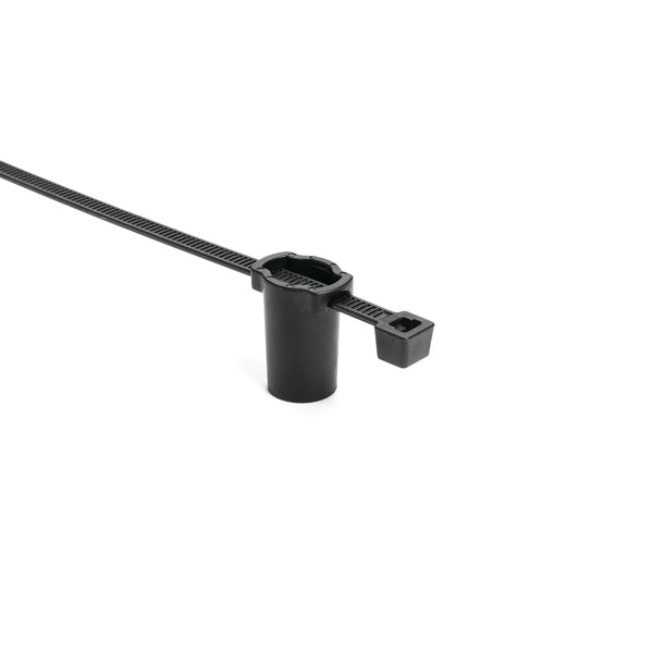 Hellermann Tyton 156-01295 2-Piece Cable Tie with Oval Stud Mount, 8.0" Long, 50lb Tensile, With Thumb Bar, PA66HS/PA66HIRHSUV, Black, 2000/box