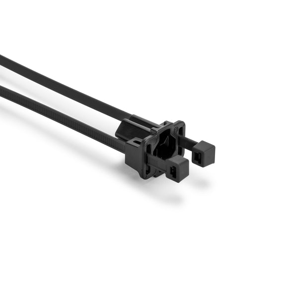 Hellermann Tyton 156-04238 3-Piece M5/T5/M6/T6 Stud Mount Tie, 8" L, 50lb Tensile Strength, PA66HS/PA66HIRHSUV, BK, 500/pkg