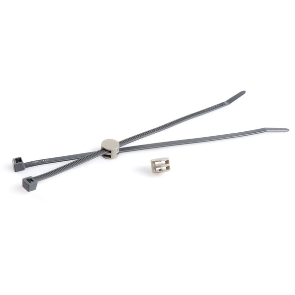 Hellermann Tyton 156-04005 3-Piece T50R Tie with Coupler, 8" Long, 0.08" - 1.97" Dia, 50lbs, PA46, Gray, 500/bg