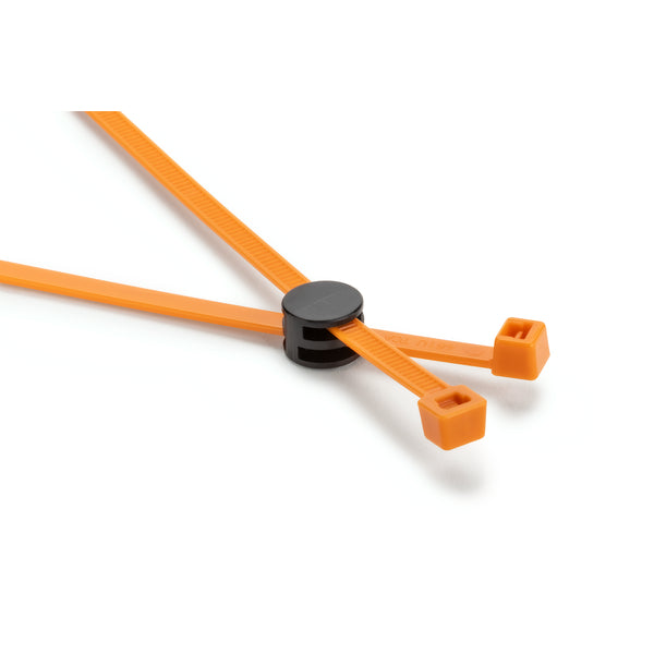 Hellermann Tyton 156-04062 3-Piece T50R Tie with Coupler, 8" Long, 0.08 - 1.97" Dia, 50lbs, PA66HIRHS/PA66HIRHSUV, Orange/Black, 500/pkg