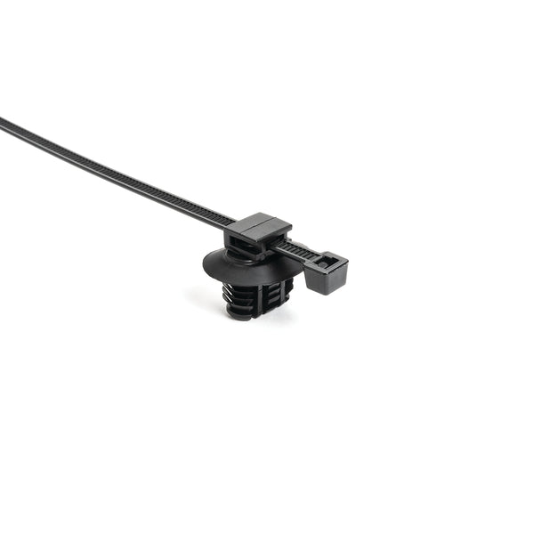 Hellermann Tyton 156-01642 2-Piece Cable Tie with Oval Fir Tree Mount, 9.0x17.0mm, PA66HIRHSUV, Black, 2000/ctn