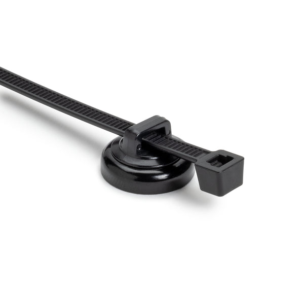 Hellermann Tyton 156-03232 2-Piece Cable Tie/Magnet Mount, Unassembled Set, 0.75" Dia, Magnet/POM/ST, 10lb Pull, Black, 100/Box