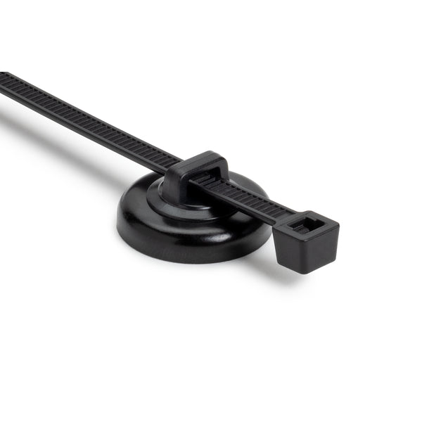 Hellermann Tyton 156-03233 2-Piece Cable Tie/Magnet Mount, Unassembled Set, 0.91" Dia, Magnet/POM/ST, 15lb Pull, Black, 100/Box