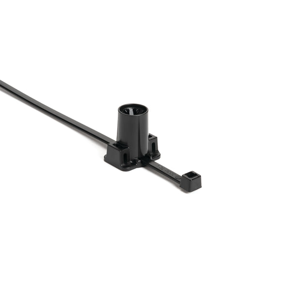Hellermann Tyton 156-01429 2-Piece 8.0mm Stud Mount Cable Tie, 8.0" Tie, 50lb Tensile Strength, PA66HS/PA66HIRHSUV, Black, 2000/pkg